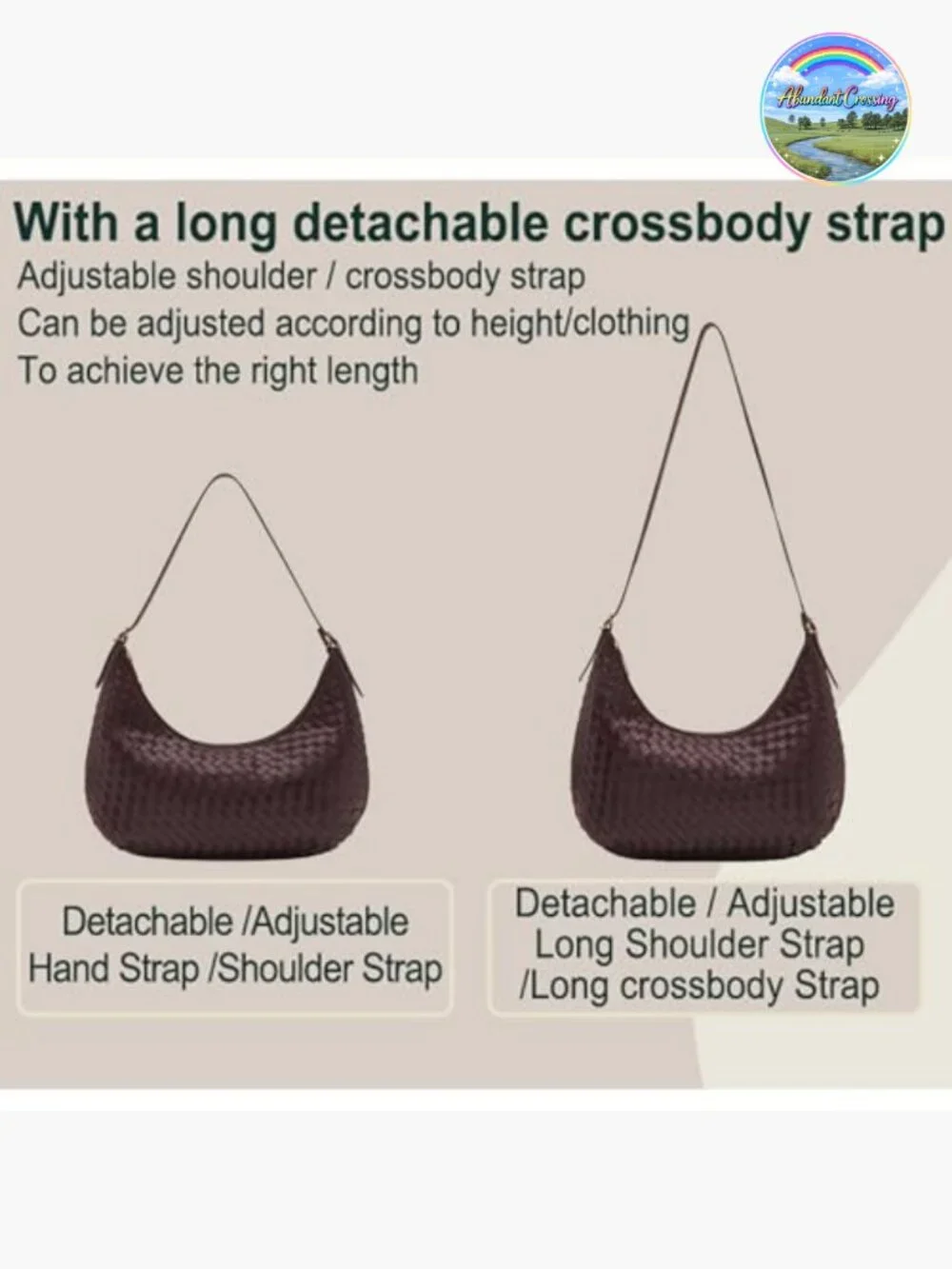 Woven Hobo Bag Crossbody Tote Shoulder Purse with Pockets Handbag